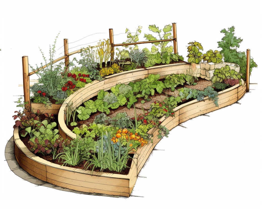 organic shaped raised garden